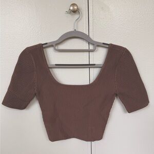 Aritzia | Babaton Sculpt Knit Squareneck Top | Smoked Eggplant - XS